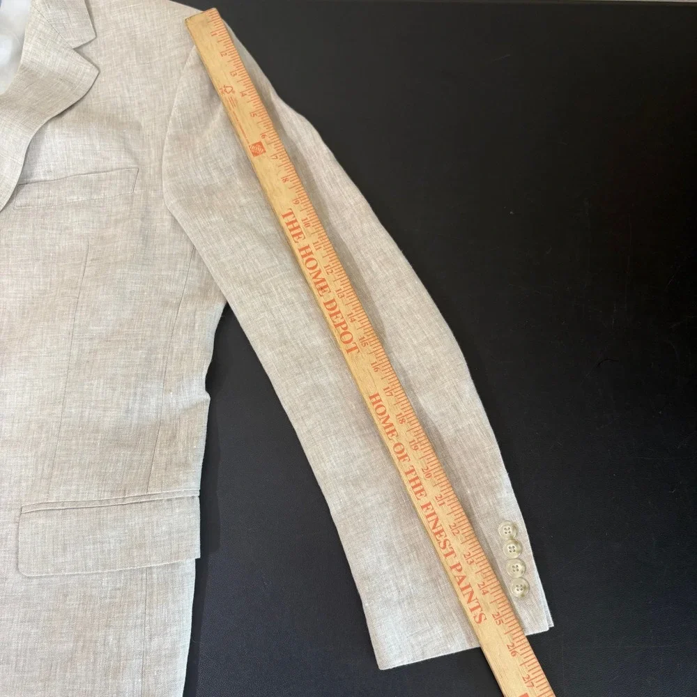 Haspel 100% Linen Beige Sport Coat Blazer Jacket Mens Size 40R Two Button